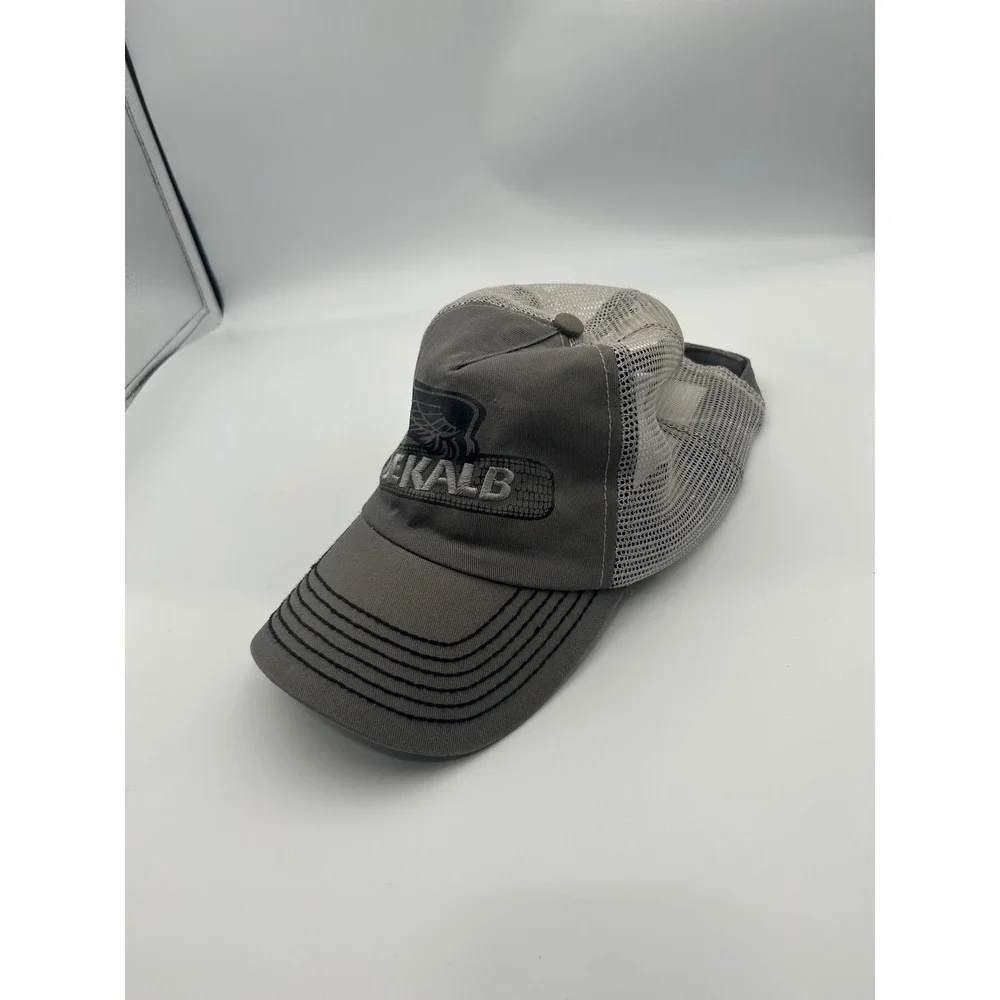 DeKalb AgSeed Trucker Hat Grey Mesh‎ Back Adjustable Farming Seed Cap Vintage